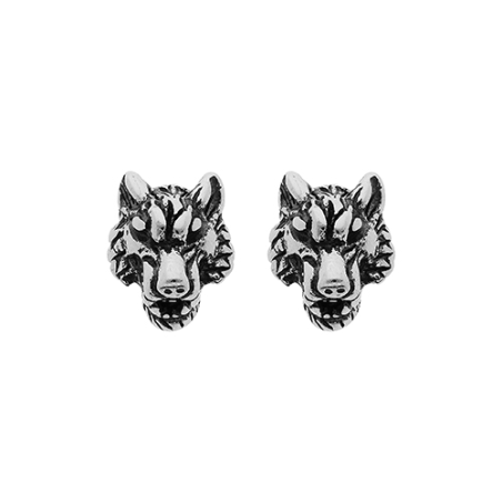 Boucles d'oreilles acier tête de loup