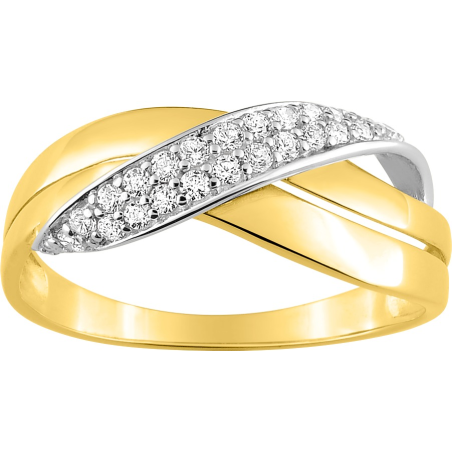 Bague or jaune 18 carats pavage oxydes