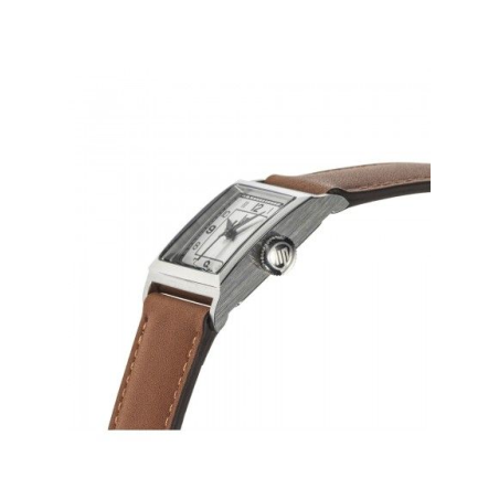 Montre LIP Churchill C18 boite carré acier bracelet cuir marron