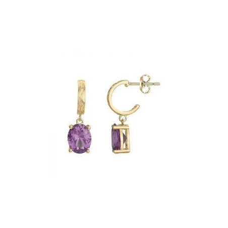 Boucles d'oreilles plaqué or GRIFFE ROUGE pierre violette