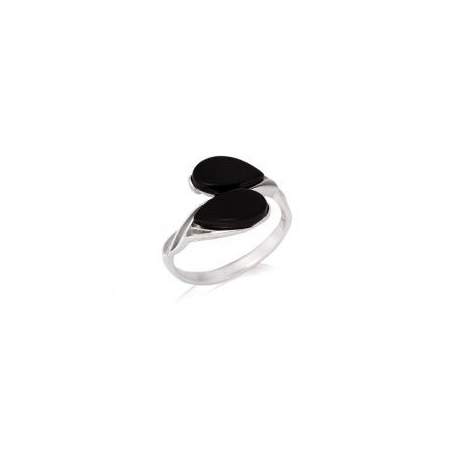 Bague argent double agate noire toi et moi