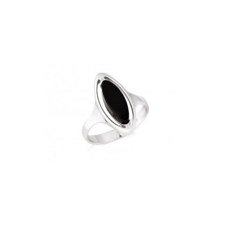 Bague argent agate noire navette