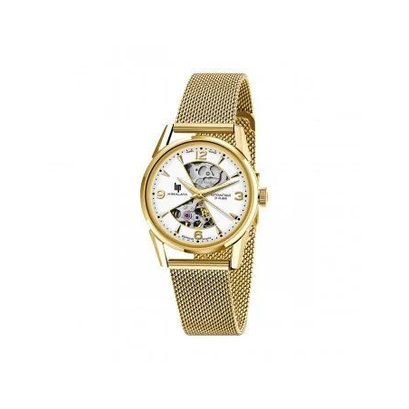 Montre dame LIP automatique tout acier doré bracelet milanais