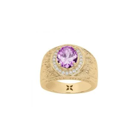 Bague plaqué or GRIFFE ROUGE pierre violette