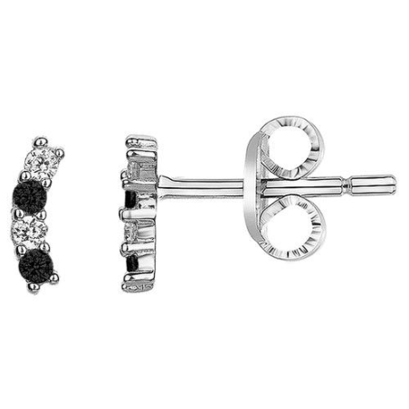 Boucles d'oreilles argent 4 oxydes blanc et noir