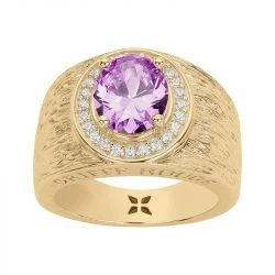 Bague plaqué or GRIFFE ROUGE pierre violette