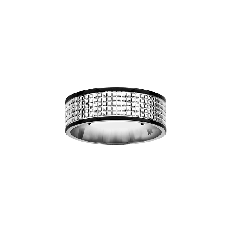 Bague acier quadrillage