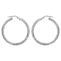 Créoles argent stiées motif palmier diamètre 30 mm