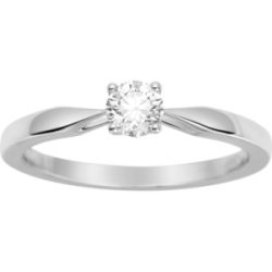 Solitaire 4 griffes or blanc 18 carats diamant 0.30 carat