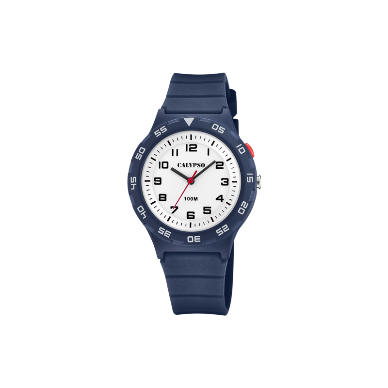 Montre enfant CALYPSO cadran blanc chiffré bracelet silicone bleu
