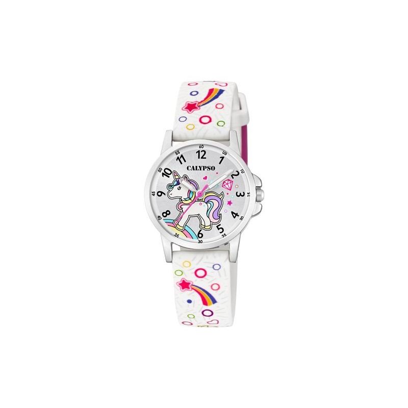 Montre enfant CALYPSO licorne bracelet silicone ton blanc