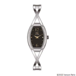 Montre CLYDA tout acier forme tonneau fond noir