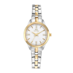 Montre CLYDA tout acier bicolore fond blanc nacré