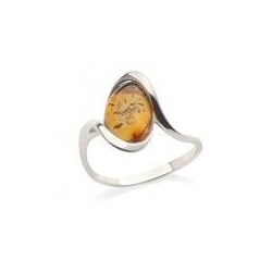 Bague argent ambre ovale