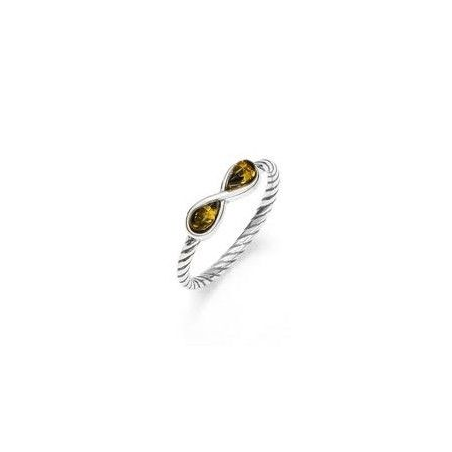Bague argent infini ambre verte Bague argent infini ambre verte