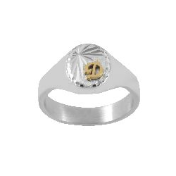 Chevalière argent tête ovale diamantée