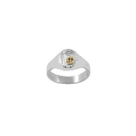 Chevalière argent tête ovale diamantée