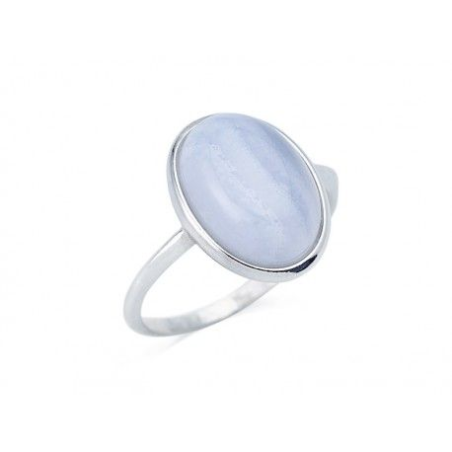 Bague argent agate blue lace ovale sertie Bague argent agate blue lace ovale sertie