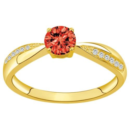 Bague solitaire plaqué or oxyde rouge avec descente Bague solitaire plaqué or oxyde rouge avec descente