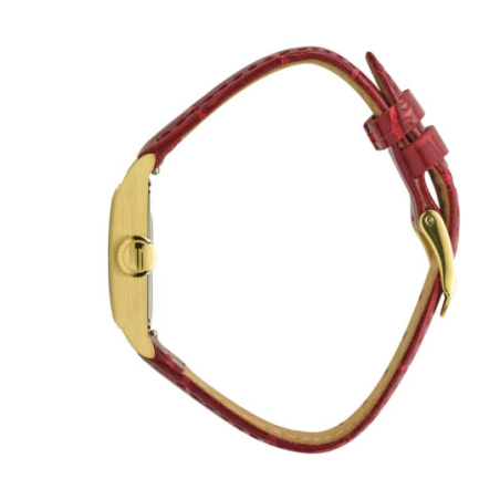 Montre LIP Churchill C18 boite carré acier doré bracelet cuir rouge Montre LIP Churchill C18 boite carré acier doré bracelet cuir rouge