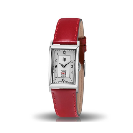 Montre dame LIP Churchill T18 acier bracelet cuir rouge Montre dame LIP Churchill T18 acier bracelet cuir rouge