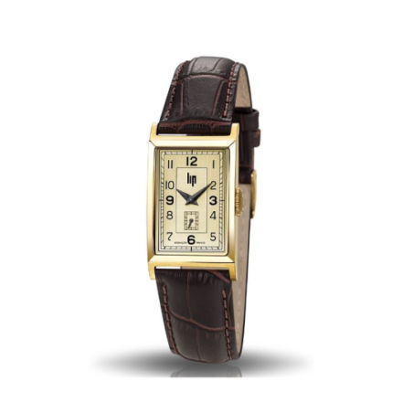 Montre LIP Churchill T18 boite doré bracelet cuir marron Montre LIP Churchill T18 boite doré bracelet cuir marron