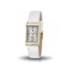 Montre LIP Churchill cadran rectangulaire acier doré bracelet cuir blanc laqué Montre LIP Churchill cadran rectangulaire acier doré bracelet cuir blanc laqué