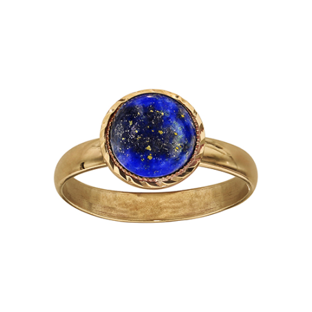 Bague plaqué or lapis lazuli rond cabochon Bague plaqué or lapis lazuli rond cabochon