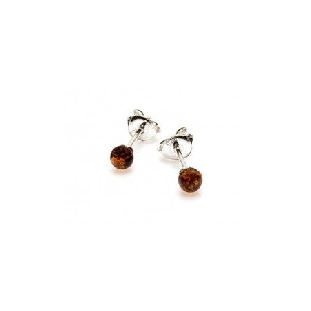 Boucles d'oreilles argent boule ambre 5 mm Boucles d'oreilles argent boule ambre 5 mm