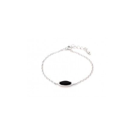Bracelet argent agate noire centrale Bracelet argent agate noire centrale