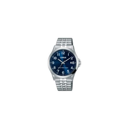 Montre homme LORUS tout acier bracelet extensible fond bleu
