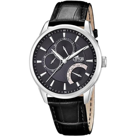 Montre homme LOTUS fond noir bracelet cuir Montre homme LOTUS fond noir bracelet cuir