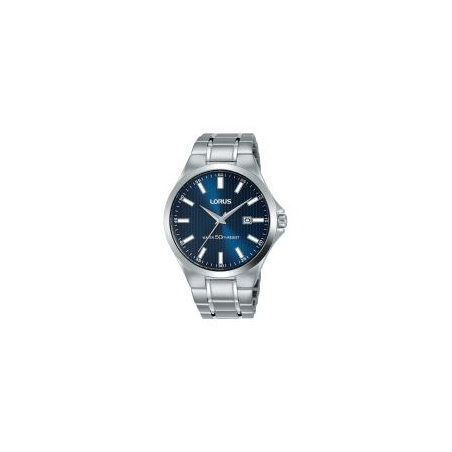 Montre LORUS homme tout acier fond bleu dateur Montre LORUS homme tout acier fond bleu dateur