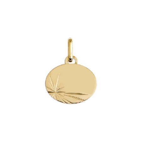 Pendentif plaque ovale diamantée or jaune 18 carats Pendentif plaque ovale diamantée or jaune 18 carats
