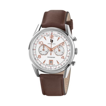 Montre LIP Himalaya chrono en acier bracelet cuir marron Montre LIP Himalaya chrono en acier bracelet cuir marron