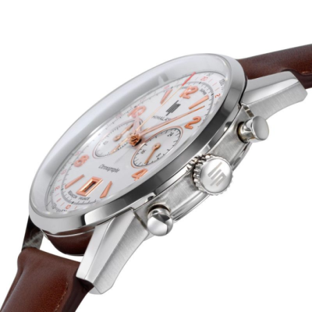 Montre LIP Himalaya chrono en acier bracelet cuir marron Montre LIP Himalaya chrono en acier bracelet cuir marron