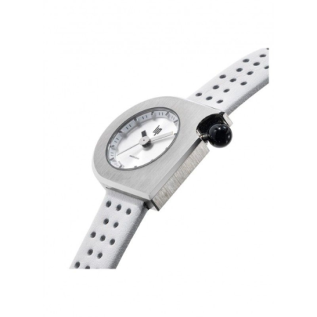 Montre LIP Mach 2000 Mini cadran acier bracelet cuir blanc Montre LIP Mach 2000 Mini cadran acier bracelet cuir blanc