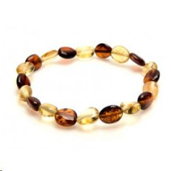 Bracelet élastique ambre bicolore