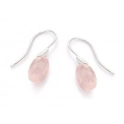 Boucles d'oreilles argent pendantes fils quartz rose