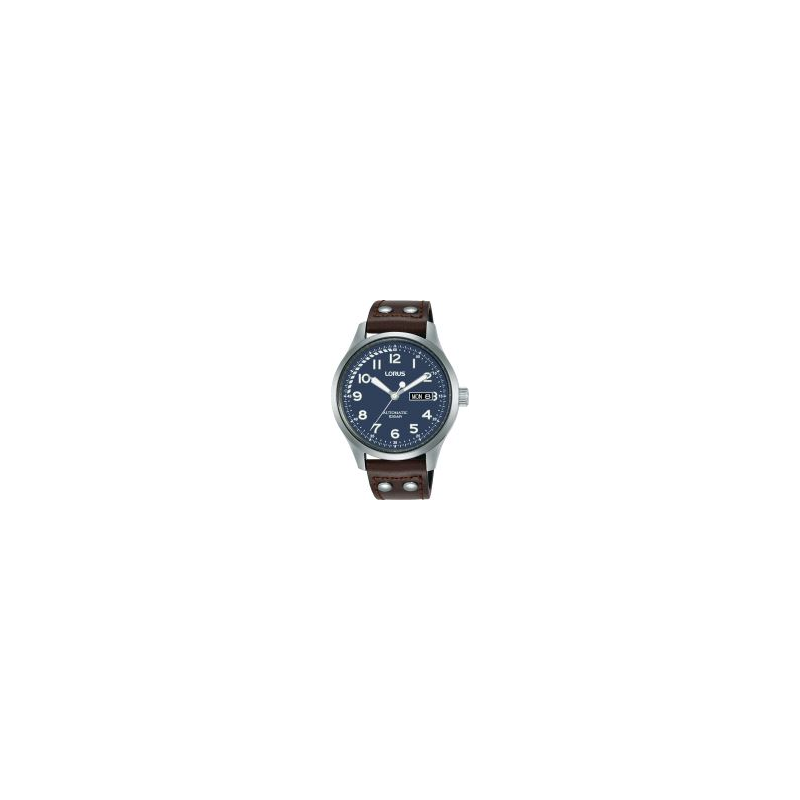 Montre LORUS automatique homme fond bleu bracelet cuir