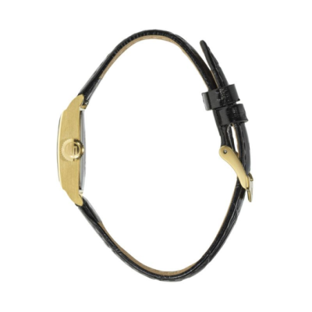 Montre LIP Churchill C18 boite carré acier doré bracelet cuir noir