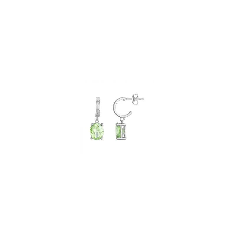 Boucles d'oreilles argent pendantes GRIFFE ROUGE pierre verte