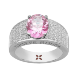 Bague argent GRIFFE ROUGE pierre rose