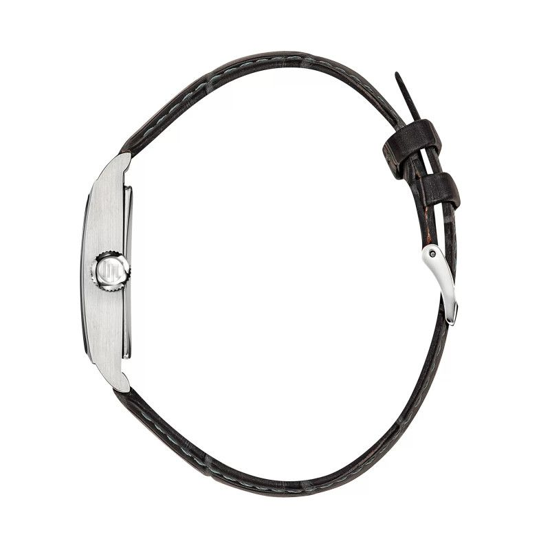 Montre LIP Churchill cadran rectangulaire acier bracelet cuir marron