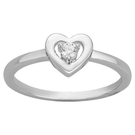 Bague argent motif coeur un oxyde central Bague argent motif coeur un oxyde central