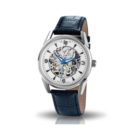 Montre homme LIP Himalaya automatique squelette acier bracelet cuir bleu