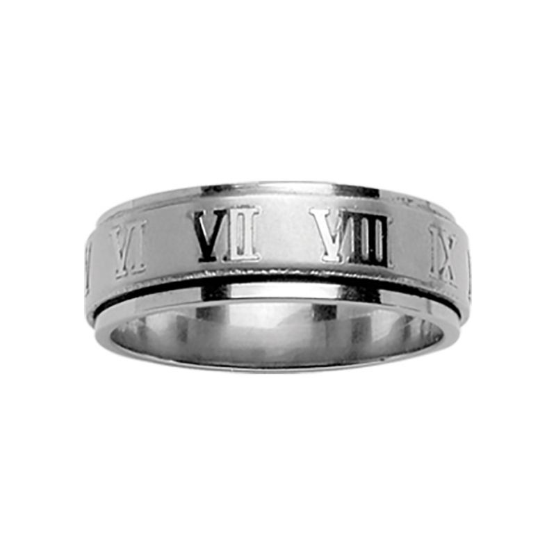 Bague acier anti stress chiffres romains