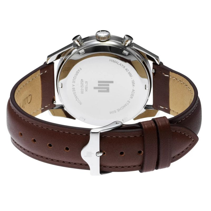 Montre LIP Himalaya chrono en acier bracelet cuir marron