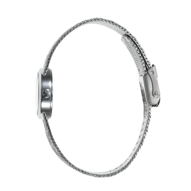 Montre LIP Henriette tout acier fond bleu bracelet manchette