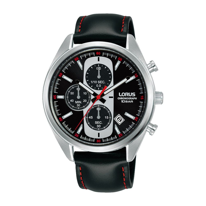 Montre homme LORUS chrono sport bracelet cuir noir